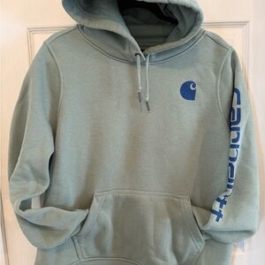 Carhartt women’s Green Hoodie with Blue Logo